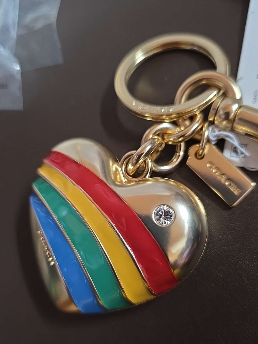Coach Huge Heart Keychain Charm W/ Dog Clip Nwt - Picture 6 of 8